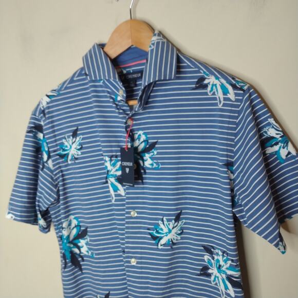 Cremieux Button Up Shirt Floral Striped Cotton Stretch - Picture 5 of 7